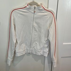 Lulu lemon white workout jacket with red stitching